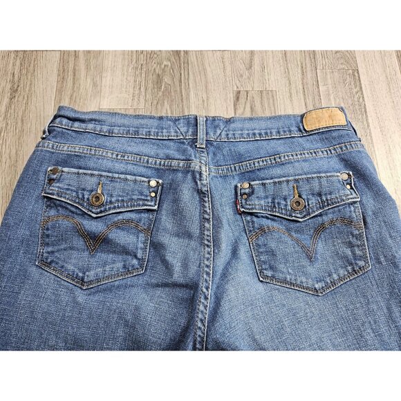 (3/$35) Levis Bermuda Shorts Womens 14 Mid Rise Rolled Cuff Relaxed Denim Casual - Picture 4 of 13